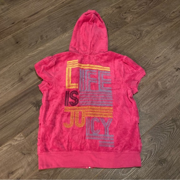 Vintage Juicy Couture Terry zipup hoodie sleeveless kawaii style full back logo - Picture 4 of 10